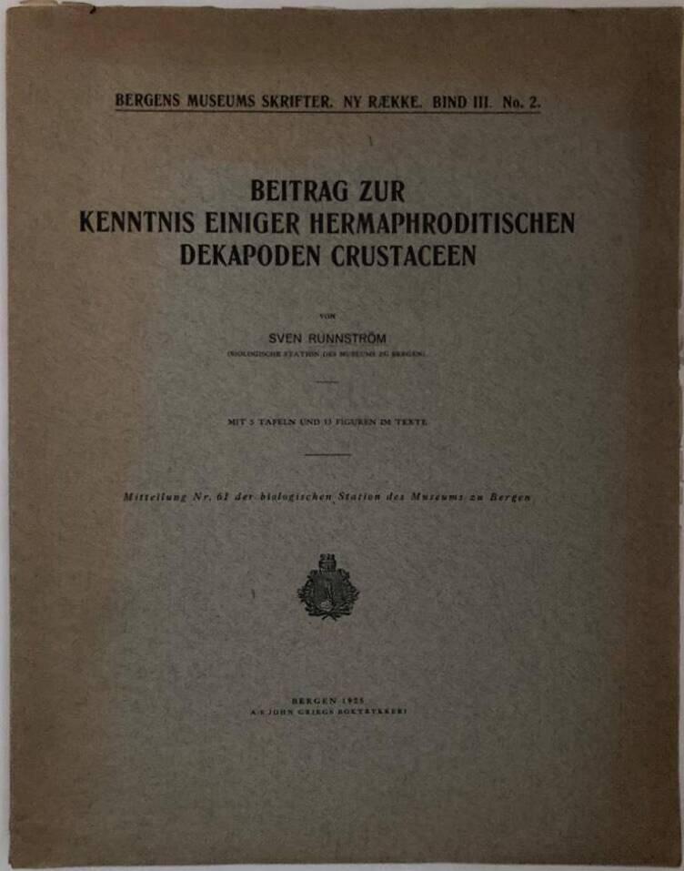 Beitrag zur Kenntnis einiger hermaphroditischen Dekapoden Crustaceen