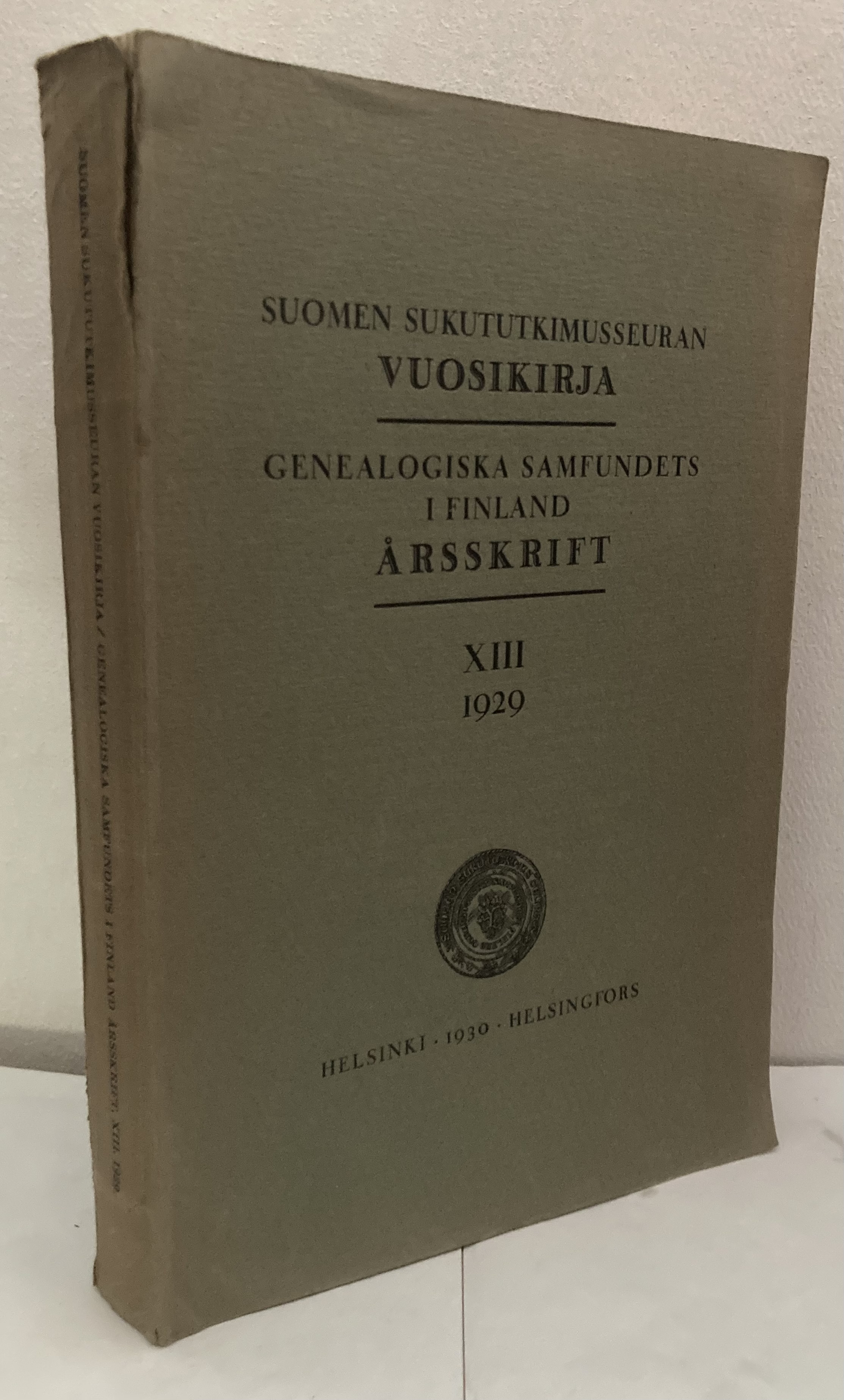 Suomen sukututkimusseuran vuosikirja. Genealogiska samfundets i Finland årsskrift XIII. 1929