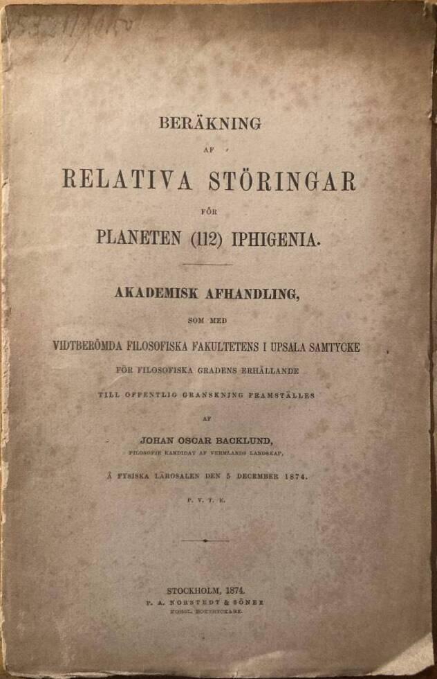 Beräkning af relativa störningar för planeten (112) Iphigemia